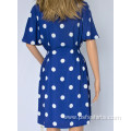 Women Blue Polka Dot Dress